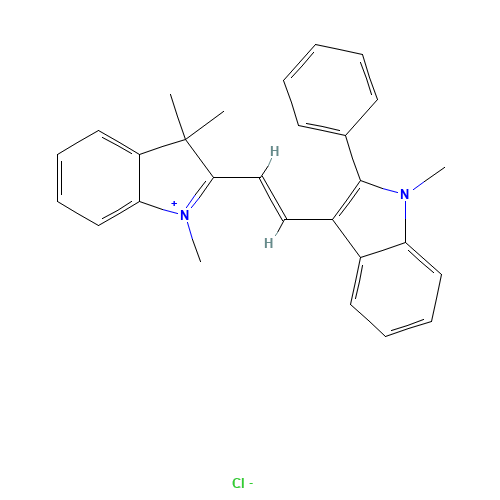 (3E)-1-Methyl-2-phenyl-3-[(2Z)-2-(1,3,3-trimethyl-1,3-dihydro-2H-indol-2-ylidene)ethylidene]-3H-indolium chloride (CAS: 4657-00-5) - Chemical Structure and Molecular Formula 