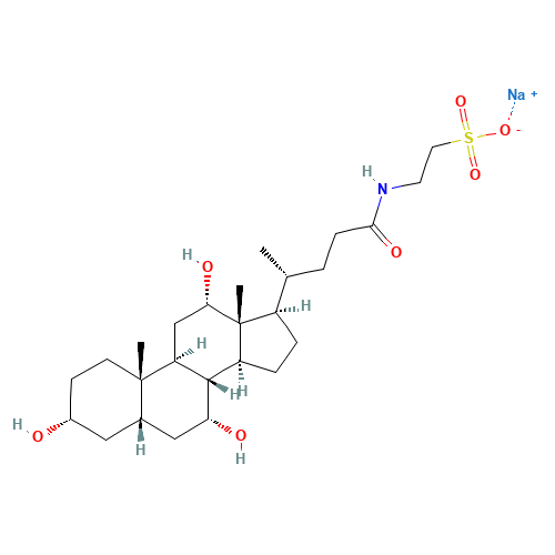 2-{[(3a,5b,7a,12a)-3,7,12-Trihydroxy-24-oxocholan-24-yl]amino}ethanesulfonic acid (CAS: 145-42-6) - Chemical Structure and Molecular Formula 