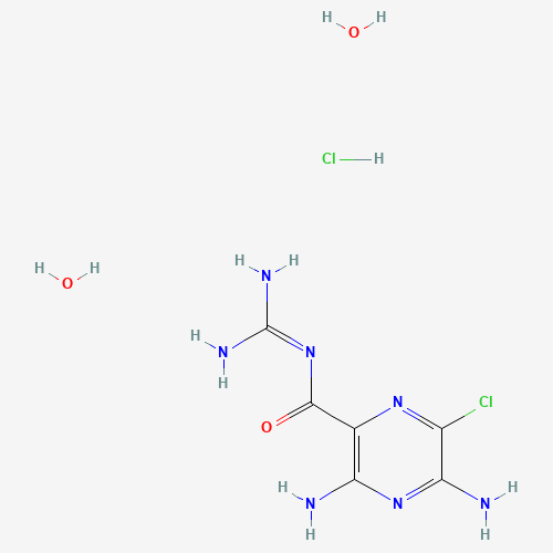 3,5-Diamino-6-chloro-N-(diaminomethylene)-2-pyrazinecarboxamide hydrochloride (1:1) (CAS: 17440-83-4) - Chemical Structure and Molecular Formula 