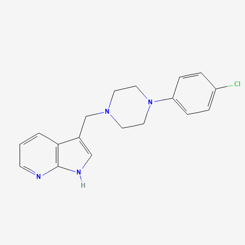 3-{[4-(4-Chlorophenyl)-1-piperazinyl]methyl}-1H-pyrrolo[2,3-b]pyridine (CAS: 158985-00-3) - Chemical Structure and Molecular Formula 