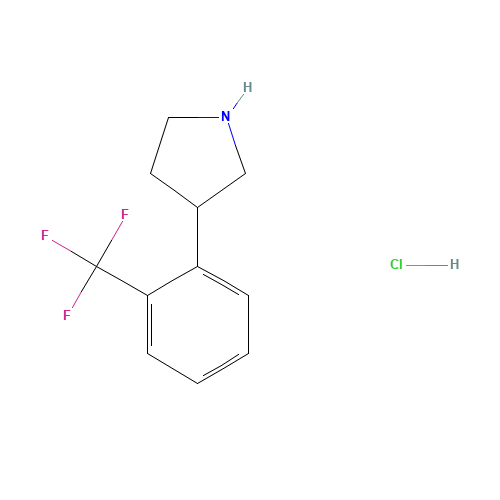3-(2-(TRIFLUOROMETHYL)PHENYL)PYRROLIDINE HYDROCHLORIDE (CAS: 1095545-09-7) - Chemical Structure and Molecular Formula 