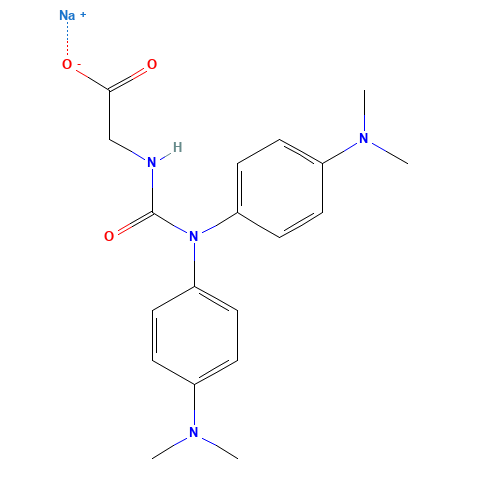 Glycine,N-[[bis[4-(dimethylamino)phenyl]amino]carbonyl]-, sodium salt (1:1) (CAS: 115871-19-7) - Chemical Structure and Molecular Formula 