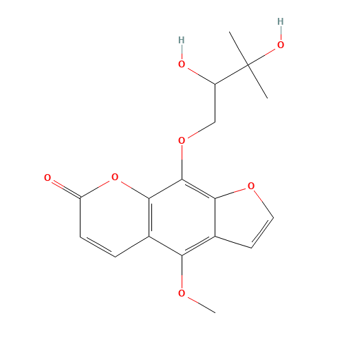 9-(2,3-Dihydroxy-3-methylbutoxy)-4-methoxy-7H-furo[3,2-g]chromen-7-one (CAS: 19573-01-4) - Related Chemical Product