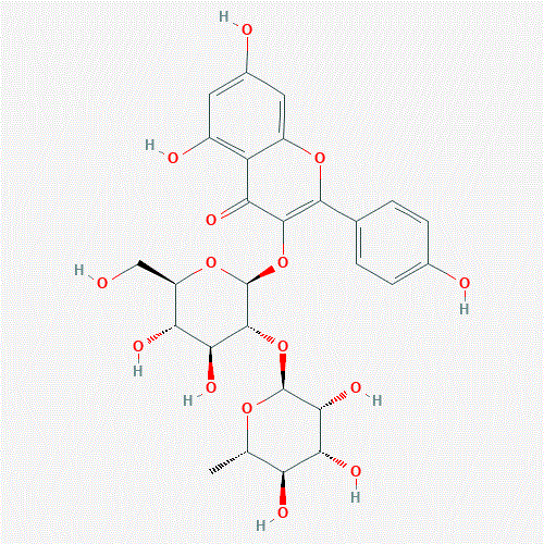 Kaempeerol-3-o-glucorhamnoside (CAS: 40437-72-7) - Chemical Structure and Molecular Formula 