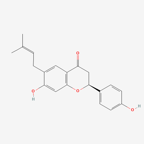 7-Hydroxy-2-(4-hydroxyphenyl)-6-(3-methyl-2-buten-1-yl)-2,3-dihydro-4H-chromen-4-one (CAS: 19879-32-4) - Chemical Structure and Molecular Formula 
