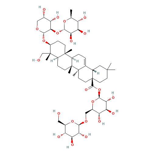 1-O-[(3b)-3-{[2-O-(6-Deoxy-a-L-mannopyranosyl)-a-L-arabinopyranosyl]oxy}-23-hydroxy-28-oxoolean-12-en-28-yl]-6-O-b-D-glucopyranosyl-b-D-glucopyranose (CAS: 33289-85-9) - Related Chemical Product
