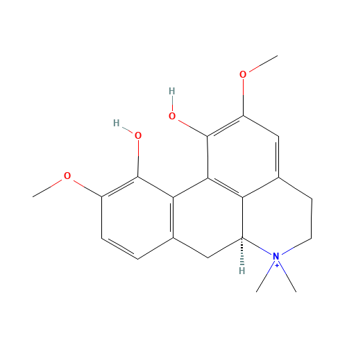 1,11-Dihydroxy-2,10-dimethoxy-6,6-dimethyl-5,6,6a,7-tetrahydro-4H-dibenzo[de,g]quinolinium (CAS: 2141-09-5) - Related Chemical Product