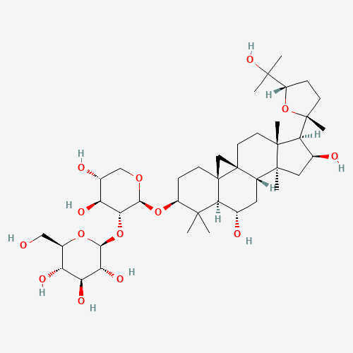 (3b,6a,9b,16b,20R,24S)-6,16,25-Trihydroxy-20,24-epoxy-9,19-cyclolanostan-3-yl 2-O-b-D-glucopyranosyl-b-D-xylopyranoside (CAS: 84687-42-3) - Chemical Structure and Molecular Formula 