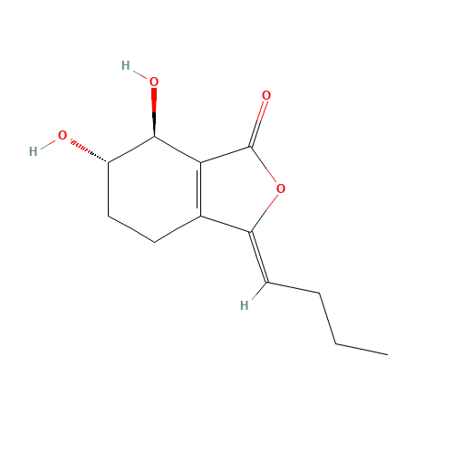 1(3H)-Isobenzofuranone,3-butylidene-4,5,6,7-tetrahydro-6,7-dihydroxy-, (3Z,6R,7R)-rel- (CAS: 94596-28-8) - Chemical Structure and Molecular Formula 