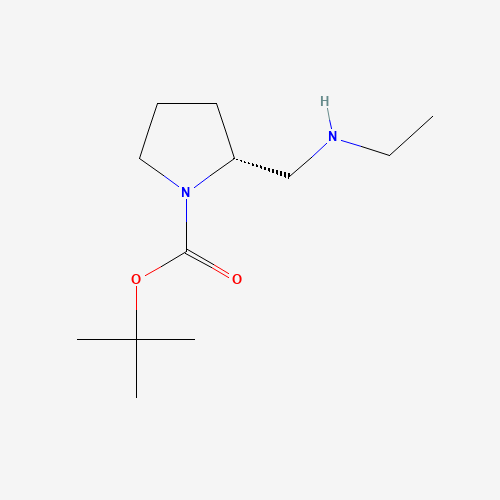 2-Methyl-2-propanyl (2R)-2-[(ethylamino)methyl]-1-pyrrolidinecarboxylate (CAS: 1009075-40-4) - Chemical Structure and Molecular Formula 