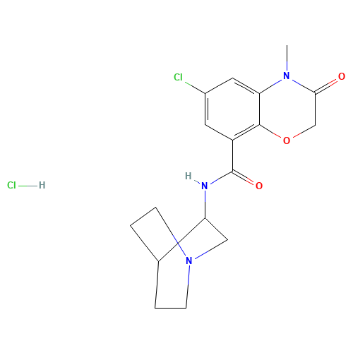 N-(1-Azabicyclo[2.2.2]oct-3-yl)-6-chloro-4-methyl-3-oxo-3,4-dihydro-2H-1,4-benzoxazine-8-carboxamide hydrochloride (1:1) (CAS: 123040-16-4) - Related Chemical Product