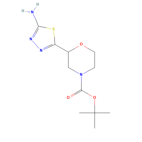 tert-butyl 2-(5-amino-1,3,4-thiadiazol-2-yl)morpholine-4-carboxylate (CAS: 1251033-59-6) - Chemical Structure and Molecular Formula 