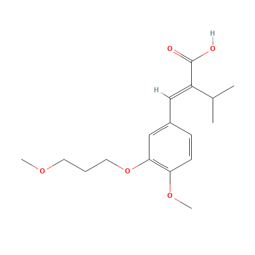 (2E)-2-[4-Methoxy-3-(3-methoxypropoxy)benzylidene]-3-methylbutanoic acid (CAS: 387868-07-7) - Chemical Structure and Molecular Formula 