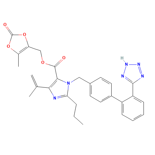4-(1-Methylethenyl)-2-propyl-1-[[2'-(2H-tetrazol-5-yl)[1,1'-biphenyl]-4-yl]methyl]-1H-Imidazole-5-carboxylic acid(5-methyl-2-oxo-1,3-dioxol-4-yl)methylester (CAS: 879562-26-2) - Chemical Structure and Molecular Formula 
