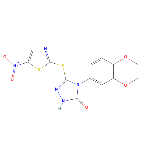 3H-1,2,4-Triazol-3-one, 4-(2,3-dihydro-1,4-benzodioxin-6-yl)-2,4-dihydro-5-[(5-nitro-2-thiazolyl)thio]- (CAS: 883065-90-5) - Related Chemical Product