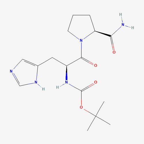 N-{[(2-Methyl-2-propanyl)oxy]carbonyl}-L-histidyl-L-prolinamide (CAS: 29133-55-9) - Chemical Structure and Molecular Formula 