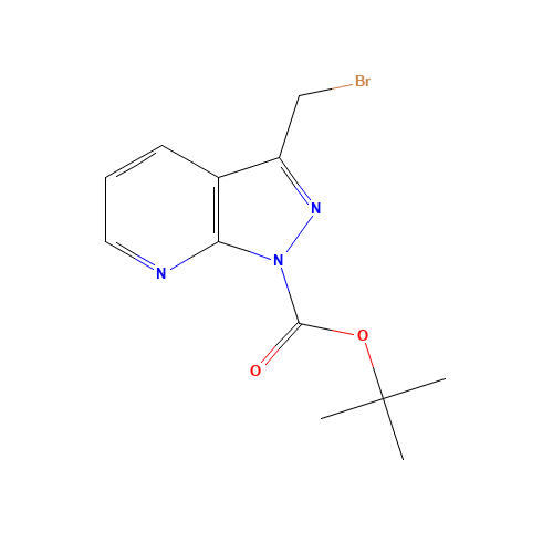 1H-pyrazolo[3,4-b]pyridine-1-carboxylic acid, 3-(bromomethyl)-, 1,1-dimethylethyl ester (CAS: 174180-76-8) - Chemical Structure and Molecular Formula 