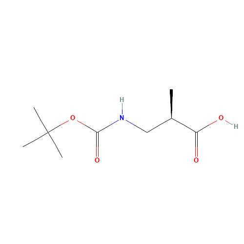 2-Methyl-3-({[(2-methyl-2-propanyl)oxy]carbonyl}amino)propanoic acid (CAS: 132696-45-8) - Chemical Structure and Molecular Formula 