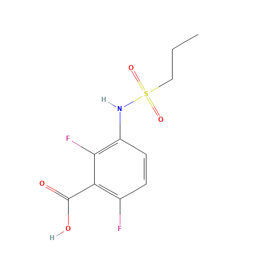 2,6-difluoro-3-(propylsulfonylamino)benzoic acid (CAS: 1103234-56-5) - Chemical Structure and Molecular Formula 