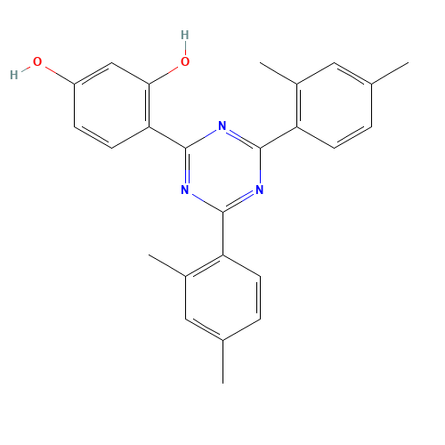 4-[4,6-Bis(2,4-dimethylphenyl)-1,3,5-triazin-2-yl]-1,3-benzenediol (CAS: 1668-53-7) - Chemical Structure and Molecular Formula 