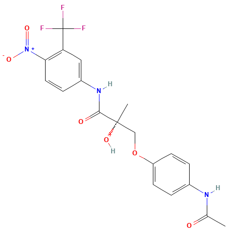 (2R)-3-(4-Acetamidophenoxy)-2-hydroxy-2-methyl-N-[4-nitro-3-(trifluoromethyl)phenyl]propanamide (CAS: 885324-25-4) - Chemical Structure and Molecular Formula 