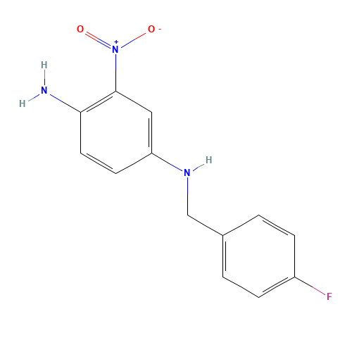 2-Amino-5-[(4-fluorobenzyl)amino]-1-nitrobenzene (CAS: 150812-21-8) - Chemical Structure and Molecular Formula 