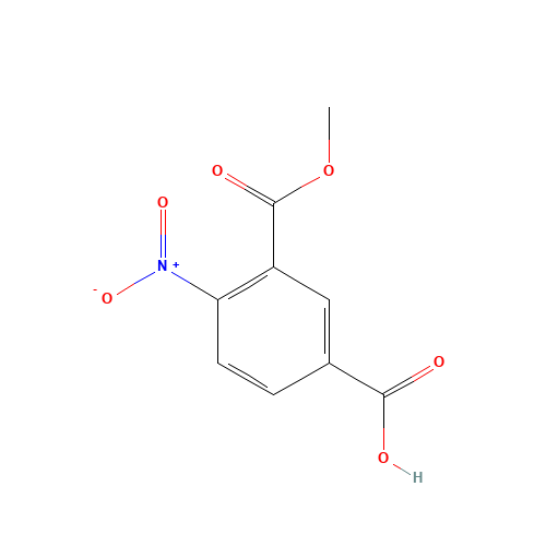 3-(Methoxycarbonyl)-4-nitrobenzoic Acid (CAS: 64152-09-6) - Chemical Structure and Molecular Formula 