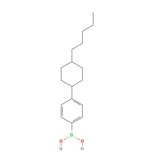 4-(Trans-4-pentylcyclohexyl)phenyl]-boronic acid (CAS: 143651-26-7) - Chemical Structure and Molecular Formula 