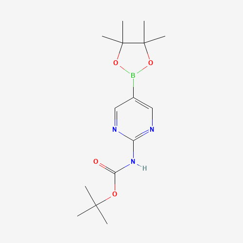 tert-Butyl [5-(4,4,5,5-tetramethyl-1,3,2-dioxaborolan-2-yl)pyrimidin-2-yl]carbamate (CAS: 1032758-88-5) - Chemical Structure and Molecular Formula 
