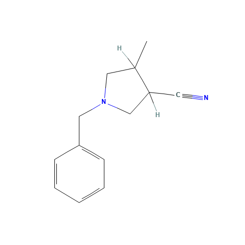 1-Benzyl-4-methyl-3-pyrrolidinecarbonitrile (CAS: 115687-24-6) - Chemical Structure and Molecular Formula 