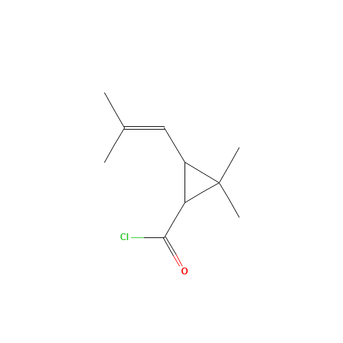 2,2-Dimethyl-3-(2-methylprop-1-en-1-yl)cyclopropanecarbonyl chloride (CAS: 14297-81-5) - Chemical Structure and Molecular Formula 