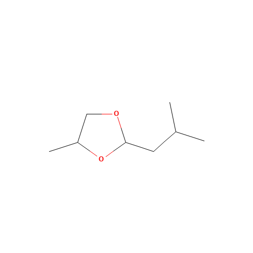 2-Isobutyl-4-methyl-1,3-dioxolane (CAS: 18433-93-7) - Chemical Structure and Molecular Formula 