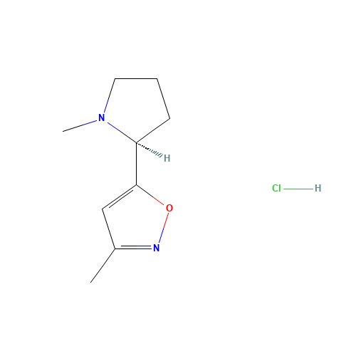 3-Methyl-5-[(2S)-1-methyl-2-pyrrolidinyl]-1,2-oxazole hydrochloride (CAS: 147388-83-8) - Chemical Structure and Molecular Formula 