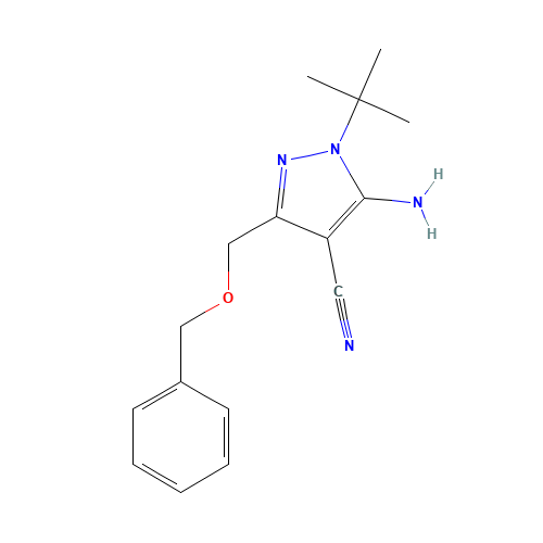5-Amino-3-[(benzyloxy)methyl]-1-tert-butyl-1H-pyrazole-4-carbonitrile (CAS: 1151653-30-3) - Chemical Structure and Molecular Formula 