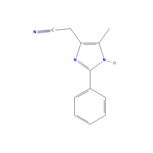 5-Methyl-2-phenyl-1H-imidazole-4-acetonitrile (CAS: 58261-91-9) - Chemical Structure and Molecular Formula 
