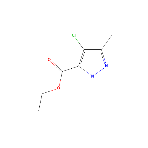 Ethyl 4-chloro-1,3-dimethyl-1H-pyrazole-5-carboxylate (CAS: 119169-63-0) - Chemical Structure and Molecular Formula 