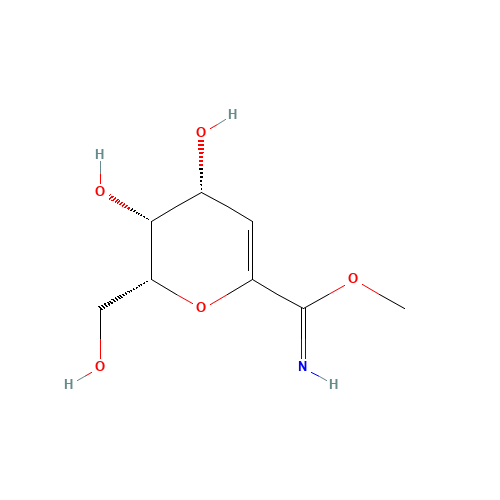 Methyl (2R,3R,4R)-3,4-dihydroxy-2-(hydroxymethyl)-3,4-dihydro-2H-pyran-6-carboximidate (non-preferred name) (CAS: 180336-28-1) - Chemical Structure and Molecular Formula 