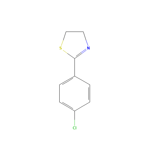 thiazole, 2-(4-chlorophenyl)-4,5-dihydro- (CAS: 13084-29-2) - Chemical Structure and Molecular Formula 