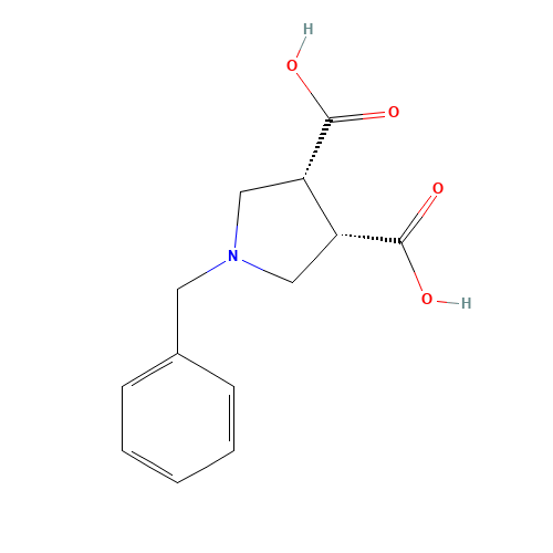 (3R,4S)-1-Benzylpyrrolidine-3,4-dicarboxylic acid (CAS: 164916-63-6) - Chemical Structure and Molecular Formula 