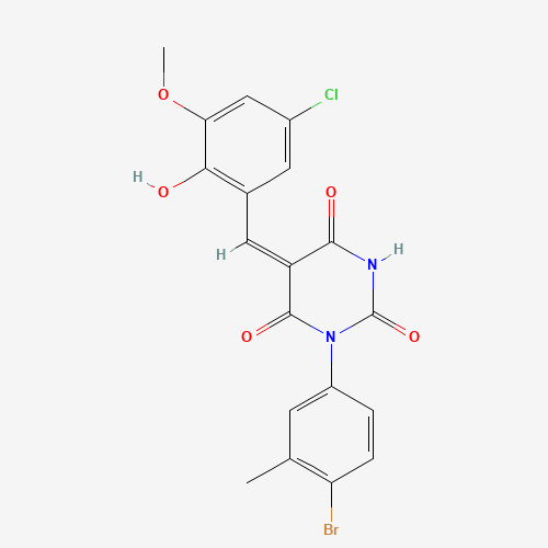 (5E)-1-(4-Bromo-3-methylphenyl)-5-(5-chloro-2-hydroxy-3-methoxybenzylidene)-2,4,6(1H,3H,5H)-pyrimidinetrione (CAS: 6063-89-4) - Related Chemical Product