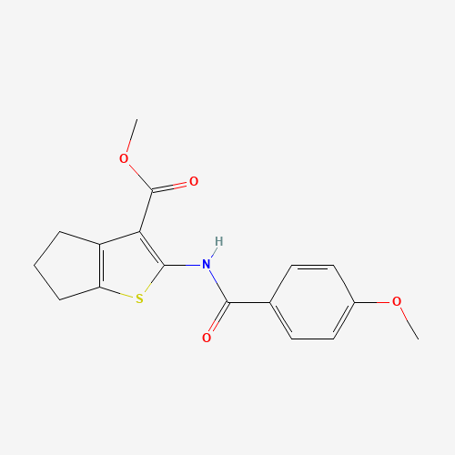 Methyl 2-[(4-methoxybenzoyl)amino]-5,6-dihydro-4H-cyclopenta[b]thiophene-3-carboxylate (CAS: 5691-70-3) - Chemical Structure and Molecular Formula 