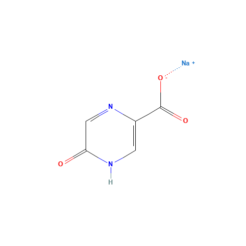 Sodium 5-oxo-4,5-dihydropyrazine-2-carboxylate (CAS: 77168-77-5) - Chemical Structure and Molecular Formula 