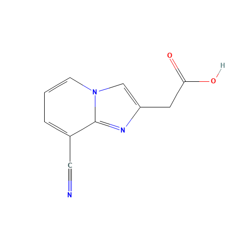 (8-CYANO-IMIDAZO[1,2-A]PYRIDIN-2-YL)-ACETIC ACID (CAS: 885275-53-6) - Chemical Structure and Molecular Formula 