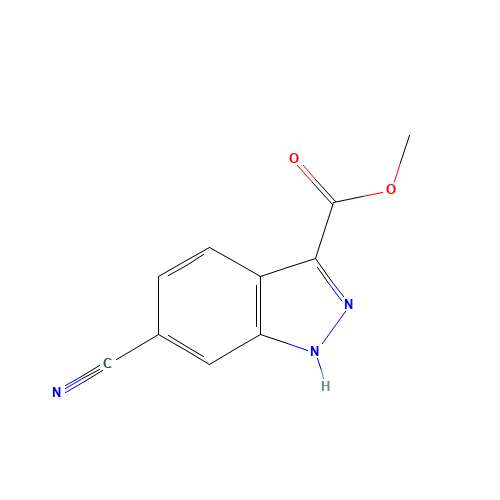 METHYL 6-CYANO-1H-INDAZOLE-3-CARBOXYLATE (CAS: 885279-07-2) - Chemical Structure and Molecular Formula 
