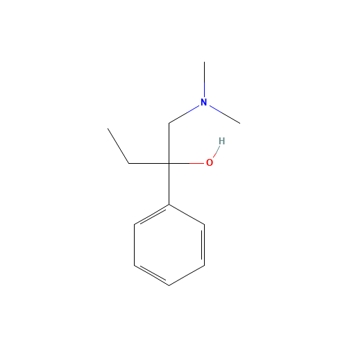 1-(DIMETHYLAMINO)-2-PHENYL-2-BUTANOL (CAS: 5612-61-3) - Chemical Structure and Molecular Formula 