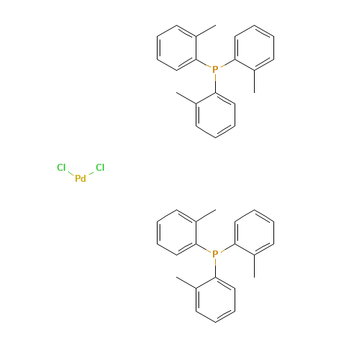 DICHLOROBIS(TRI-O-TOLYLPHOSPHINE)PALLADIUM(II) (CAS: 40691-33-6) - Chemical Structure and Molecular Formula 
