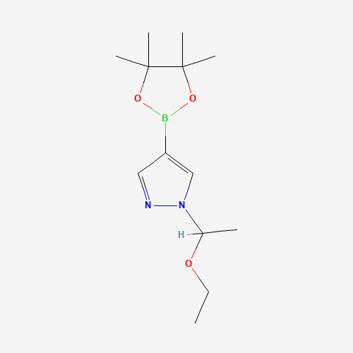 1-(1-ethoxyethyl)-4-(4,4,5,5-tetramethyl-1,3,2-dioxaborolan-2-yl)-1H-pyrazole (CAS: 1029716-44-6) - Chemical Structure and Molecular Formula 