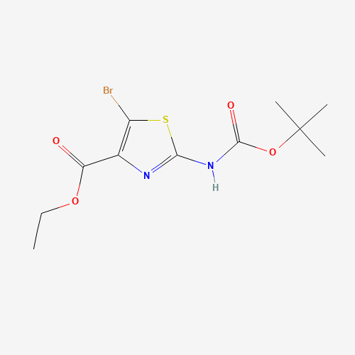 ethyl 5-bromo-2-((tert-butoxycarbonyl)amino)thiazole-4-carboxylate (CAS: 1279863-32-9) - Chemical Structure and Molecular Formula 