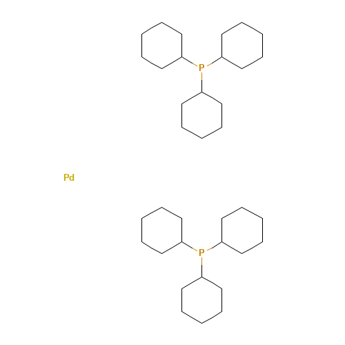 Bis(tricyclohexylphosphine)palladium (CAS: 33309-88-5) - Chemical Structure and Molecular Formula 