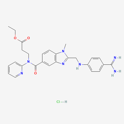 N-[[2-[[[4-(Aminoiminomethyl)phenyl]amino]methyl]-1-methyl-1H-benzimidazol-5-yl]carbonyl]-N-(2-pyridinyl)-beta-alanine ethyl ester hydrochloride (CAS: 211914-50-0) - Chemical Structure and Molecular Formula 